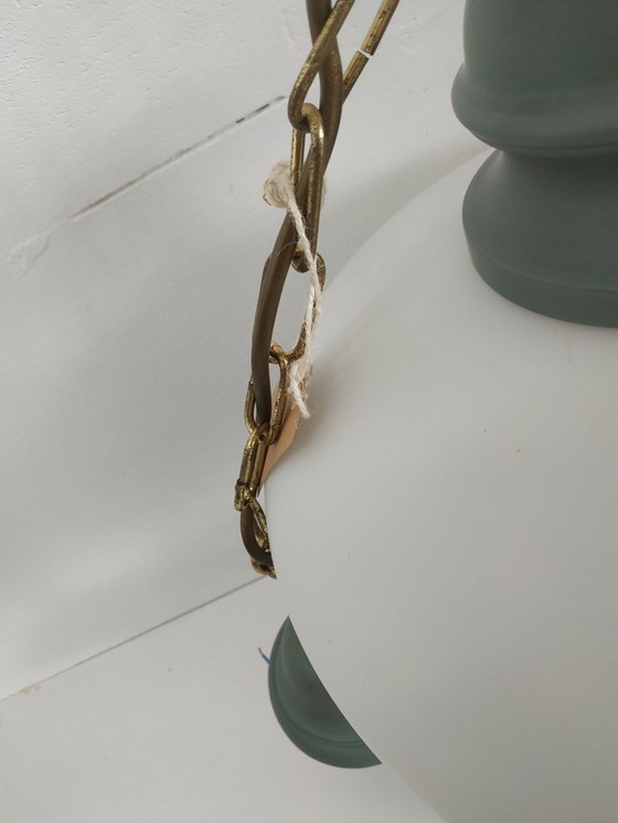 Image 1 of Schitterende Retro/vintage (elektrische)  mushroom 'olielamp' plafondlamp met 2 lichtbronnen 