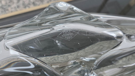Image 1 of Zeer grote Mid-Century glazen schaal (66cm) – Art Vannes (gemerkt)