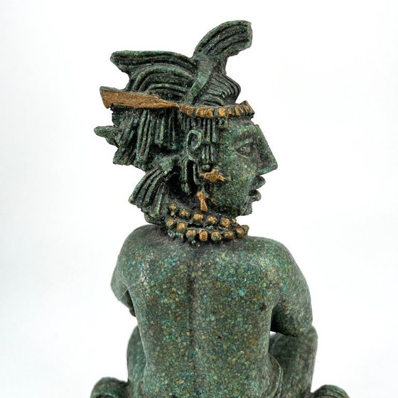 Image 1 of Vintage sculptuur in pre-Columbiaanse stijl – malachietlook (Midden 20e eeuw)