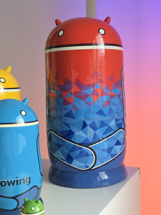 Set di Matrioske in Legno Google Android Ufficiale Estremamente Raro 6 pezzi, Oggetti decorativi, Multicolore (foto 10 di 14)