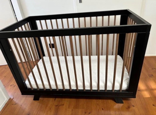 Lettino per neonati in arrivo, nero, con materasso Aerosleep - Regolabile