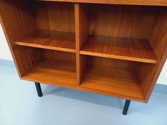 Image 1 of Scandinavian modernist style modular bookcase in teak and black metal from the 60s
