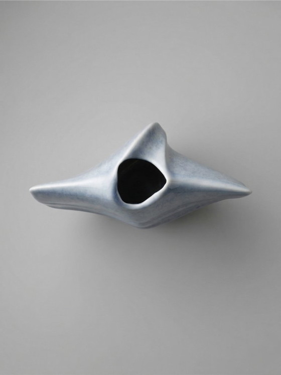 Image 1 of Virebent porcelain vase – blue landscape design – designer bud vase – made in France – 13 cm