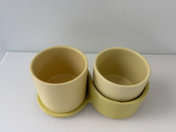 Double design Plant pot Céline de Lys, ceramic retro, Yellow, Modern (photo 9 of 13)