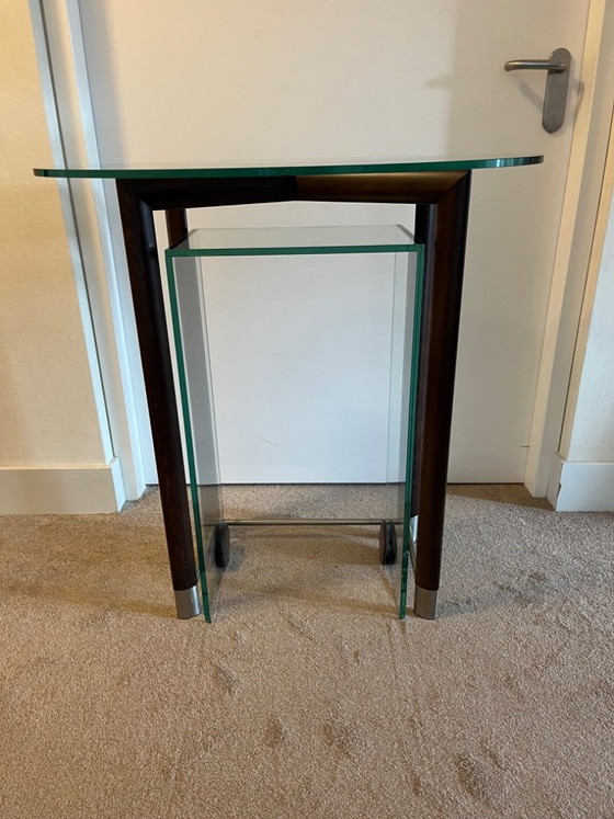 Image 1 of 1991 Fontana Arte , Design Daniella Puppa, set van 3 glazen tafels