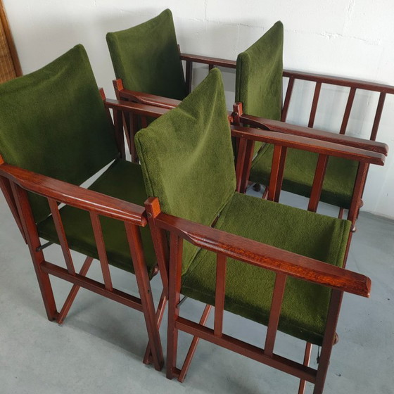 Image 1 of Unique and Rare 1950s Green Brothers 'Foldable' Directors' Chairs Bridge Table Set