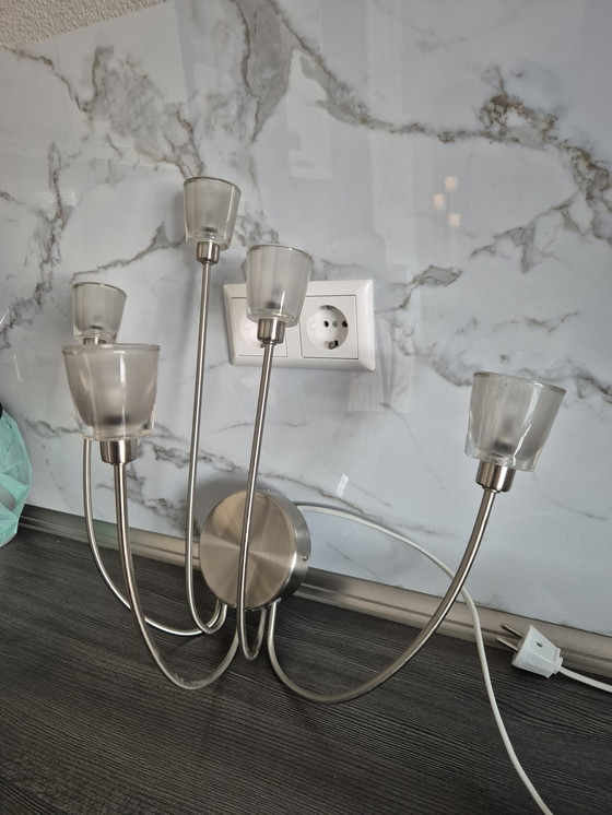 Image 1 of Lampada da parete IKEA V0306 - 5 spot con paralume in vetro