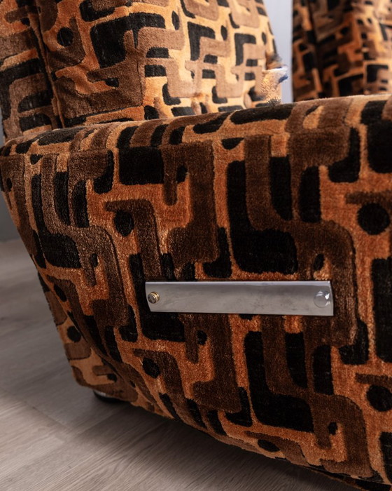 Image 1 of PAAR VINTAGE VEELKLEURIGE FLUWELEN FAUTEUILS UIT DE JAREN 70, ITALIAANS DESIGN