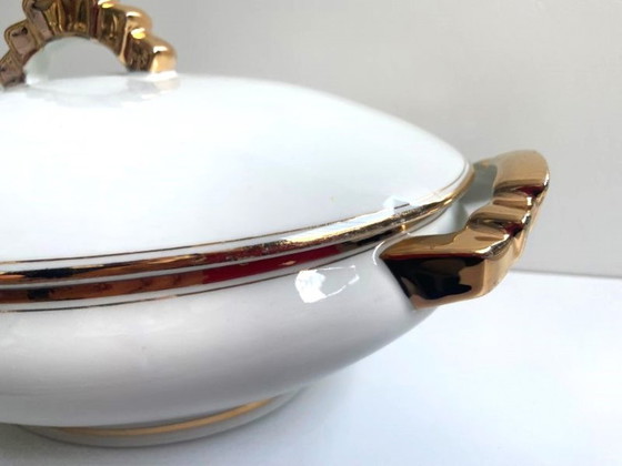 Image 1 of Soupière Légumier Plat de Service Centre de Table Porcelaine Fine Non Signée Art