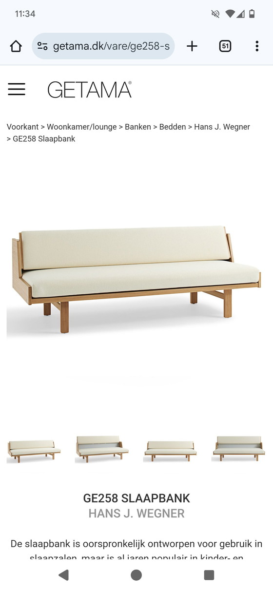 Image 1 of Vintage Danish Daybed/Sofa, Hans Wegner for Getama, 1960s