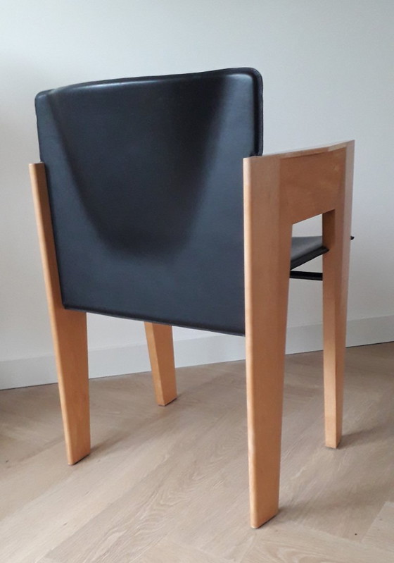 Image 1 of Arco Dining Chair design wooden leather chair Arnold Merckx