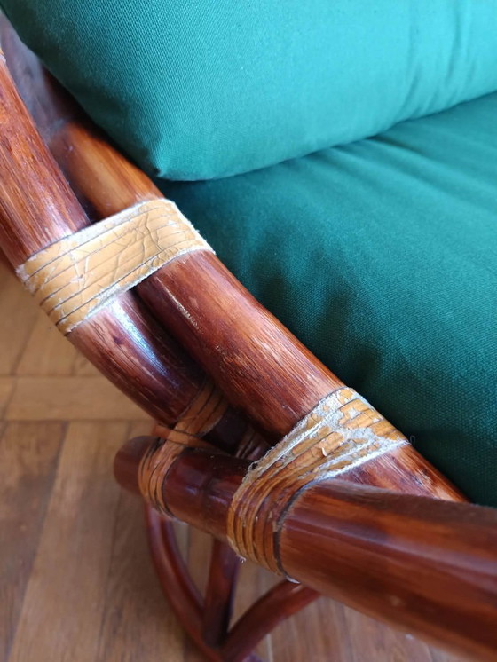 Image 1 of 2x swivel rattan armchairs 1970