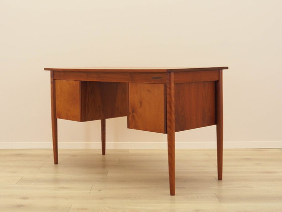 Scrivania danese in teak con sei cassetti, impiallacciata, anni '70. – Scrivanie, Wood (photo 16 of 17)