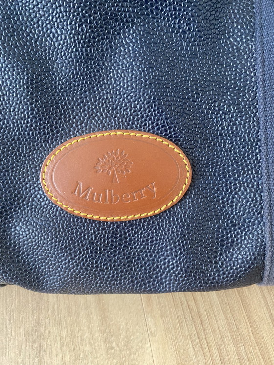 Image 1 of Mulberry Weekend tas blauw met bruin leer afgezet 75 br 49 h nieuw