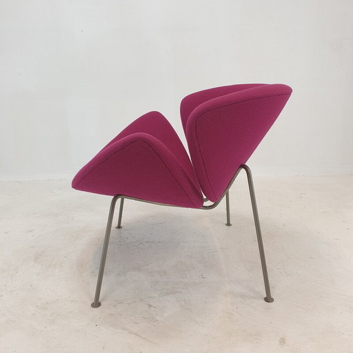 Fauteuil vintage Orange Slice en nickel et laine fuchsia par Pierre Paulin pour Artifort, 1960s