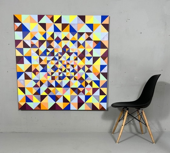 Image 1 of Lena László, acrylique sur toile, 'Exactly 299 triangles