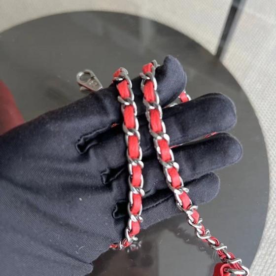 Image 1 of Chanel Caviar Small Coco Handle Chevron Calfskin Light Red Silver Hardware Series 28