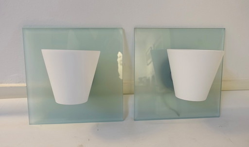 Set di due lampade da parete Foscarini Quadro Parete in vetro di Murano