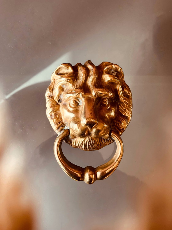 Image 1 of Battente per porta/gancio portasciugamani in ottone a forma di leone