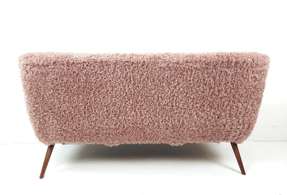 Image 1 of Vintage bank nieuw gestoffeerd roze doodle bank