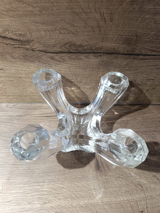 Candeliere/candeliere in cristallo a 4 luci Val Saint Lambert degli anni '50