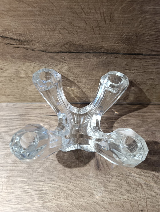 Image 1 of Candeliere/candeliere in cristallo a 4 luci Val Saint Lambert degli anni '50