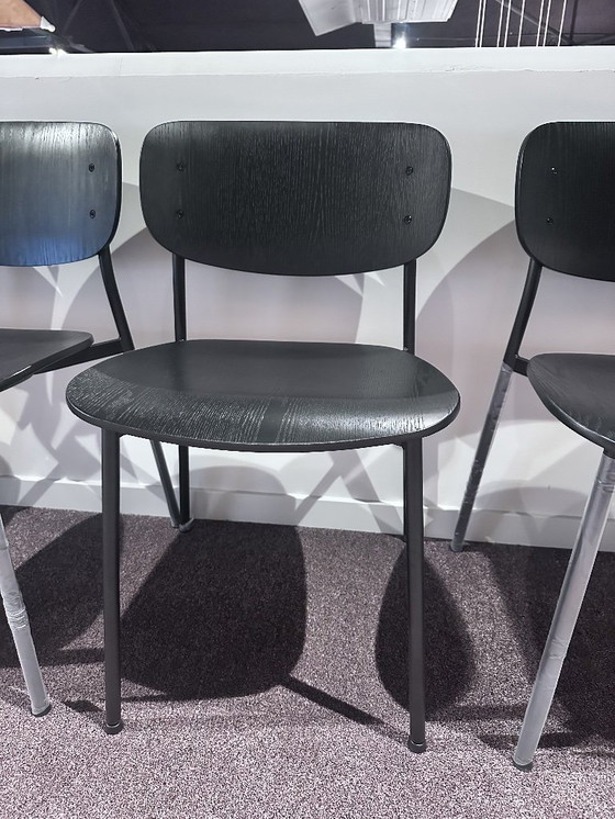 Image 1 of 4 zwarte vintage eetkamerstoelen