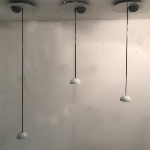 Set of Three “Alesia” White Pendant Lights – Carlo Forcolini for Artemide, 1980s