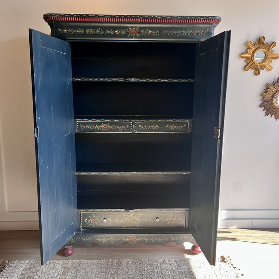 Image 1 of Antieke Biedermeier kast Hindelooper folklore schilderkunst