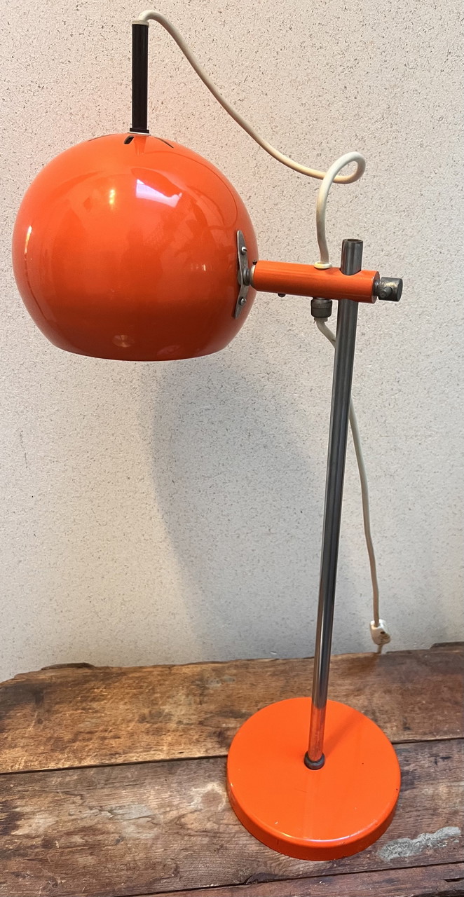 Lampe De Table Space Age Vintage Années 60-70 - Design Globe Orange