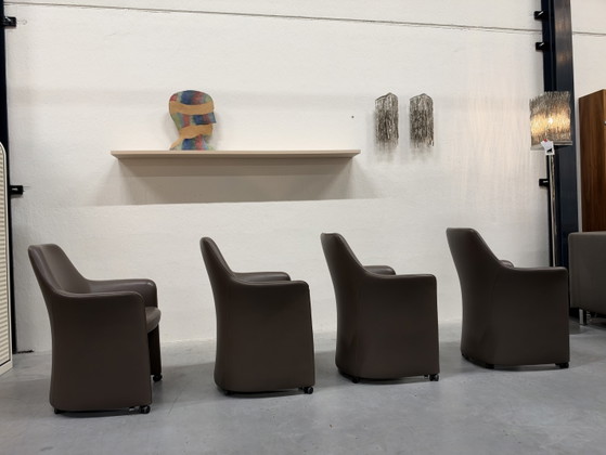 4 Leolux Lirio Esszimmerstühle braunes Leder (Foto 10 von 25)