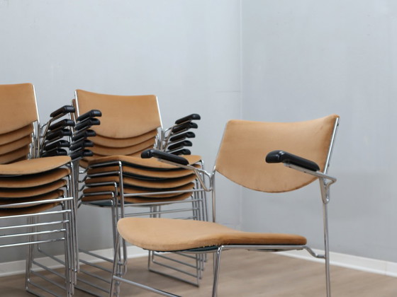 Image 1 of 1970s stackable steel farme chairs (Set of 12) by ELAM, Italy