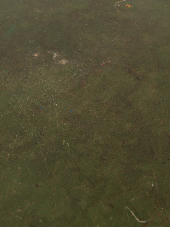 Image 1 of Industrieller Linoleumtisch mit gusseisernem Gestell