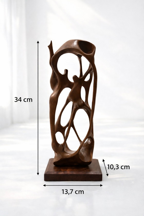 Image 1 of Organische Massivholzskulptur – Stil von Henry Moore – Moderne Kunst der Mitte des 20. Jahrhunderts

