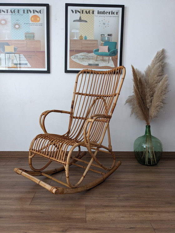 Image 1 of Vintage rotan schommelstoel