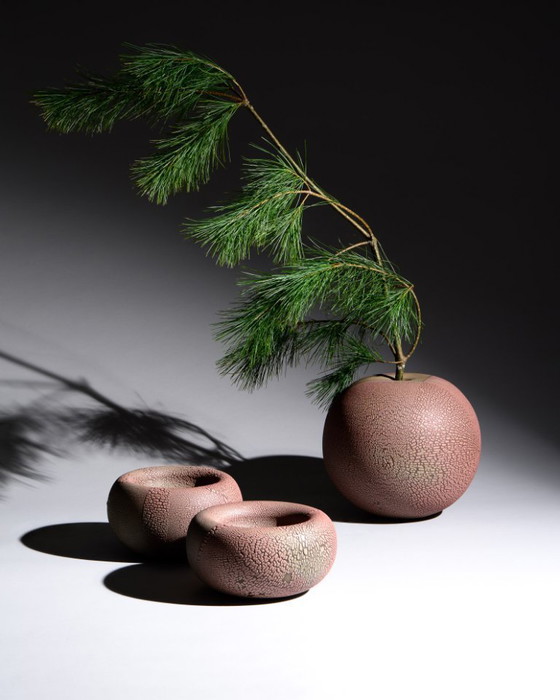 Image 1 of Artist Ceramist Mario Enke Studiokeramik German Studio Ceramic Vase & Bowls Trio East German Art Pottery