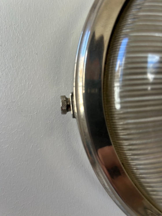 Image 1 of Lampada da parete vintage in metallo cromato e vetro olofane, Francia 1930