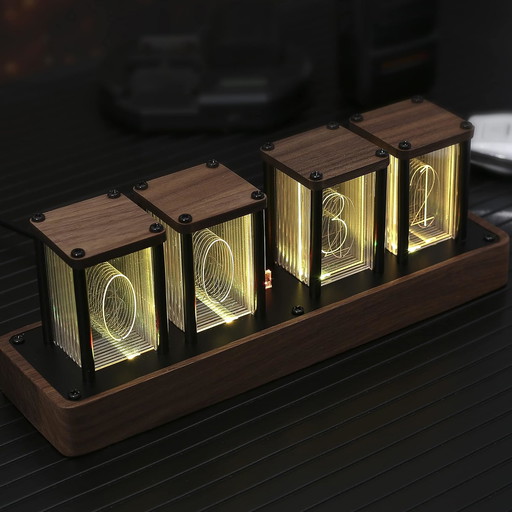 ClocTeck Nixie klok, Digitale wekker, digitale led-wekker,12/24 uur, Ondersteunt netwerk pareneen, retro cadeau om je bureau en