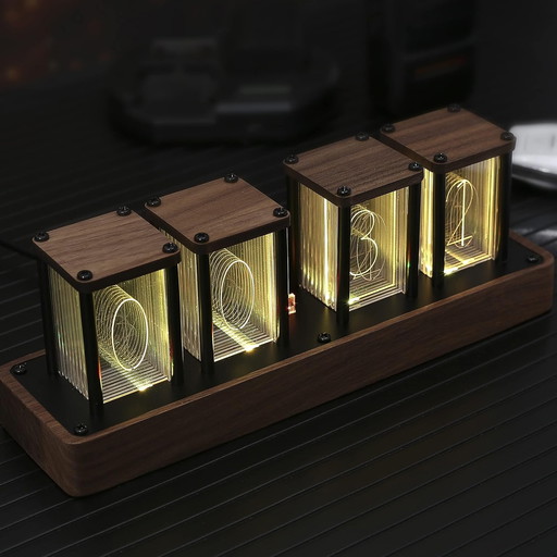 ClocTeck Nixie klok, Digitale wekker, digitale led-wekker,12/24 uur, Ondersteunt netwerk pareneen, retro cadeau om je bureau en