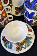 7 tazas de café Villeroy & Boch Acapulco + 2 platillos con logotipo marrón