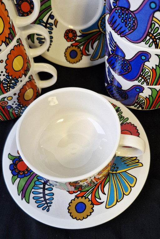 7 tazas de café Villeroy & Boch Acapulco + 2 platillos con logotipo marrón