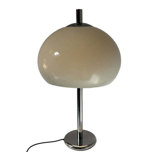 Pop Art / Space Age design - Mushroom lamp with white plexi shade and chrome base