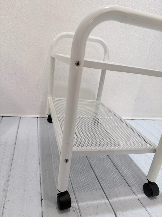 Vintage metal trolley / bar cart, white, 70s/80s (photo 13 of 15)