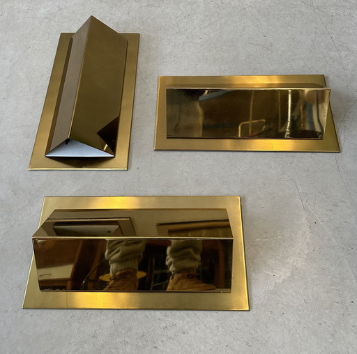 3x vintage sconces - brass - LIRO