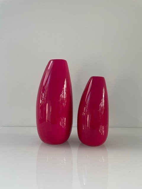 2X Vases à panse rose dure Forme organique