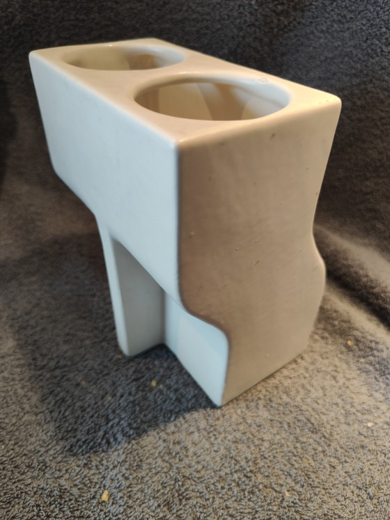 Image 1 of Vase blanc artistique « Le Pic » d'Enzo Bioli, Il Picchio