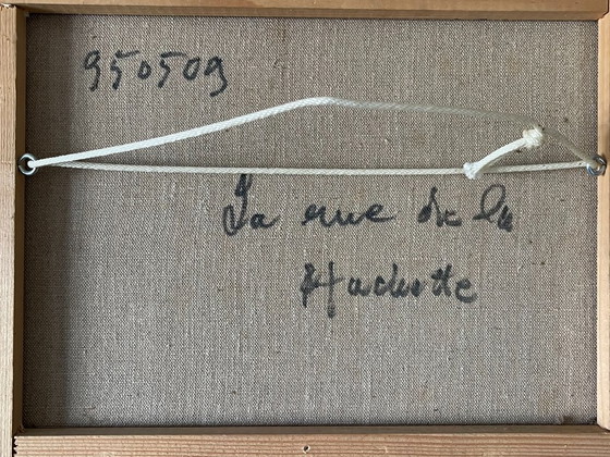 Urbain Huchet (1930–2014) — La Rue de la Huchette, París, Óleo sobre Lienzo en un Marco Montparnasse (photo 10 of 11)