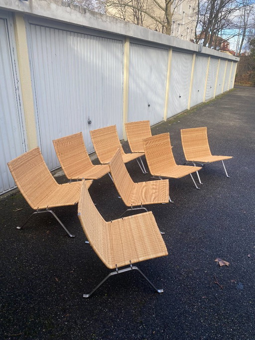 Set di 8 poltrone Pk22 di Poul Kjaerholm, firmate Fritz Hansen