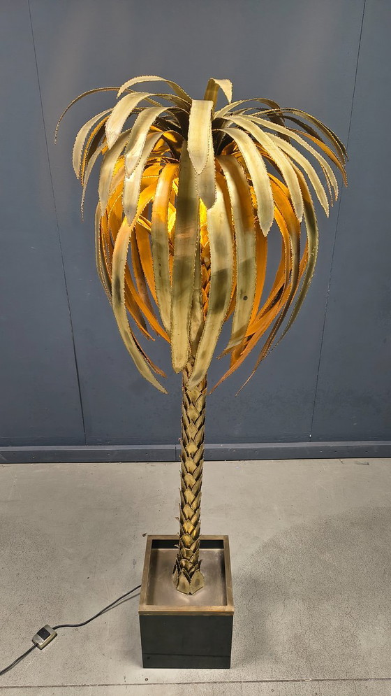 Image 1 of Messing vloerlamp in de vorm van een palmboom van Maison Jansen, jaren 70.