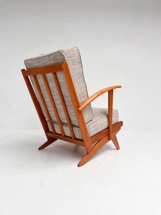 Image 1 of Poltrona in legno con struttura a fuso, stile metà secolo, anni '60 (singola unità)